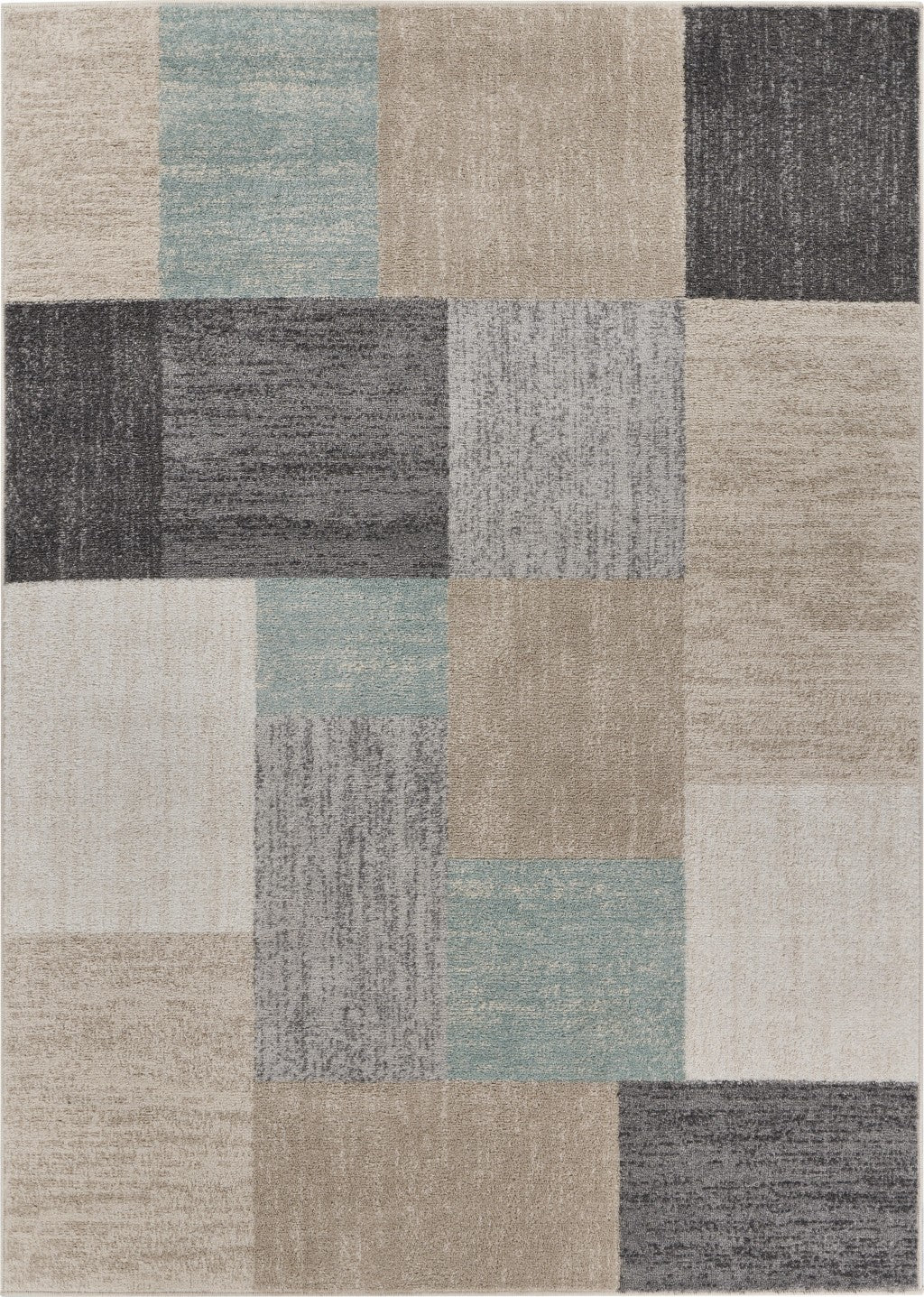 HomeRoots 8' x 10' Beige and Black Modern Blocks Area Rug