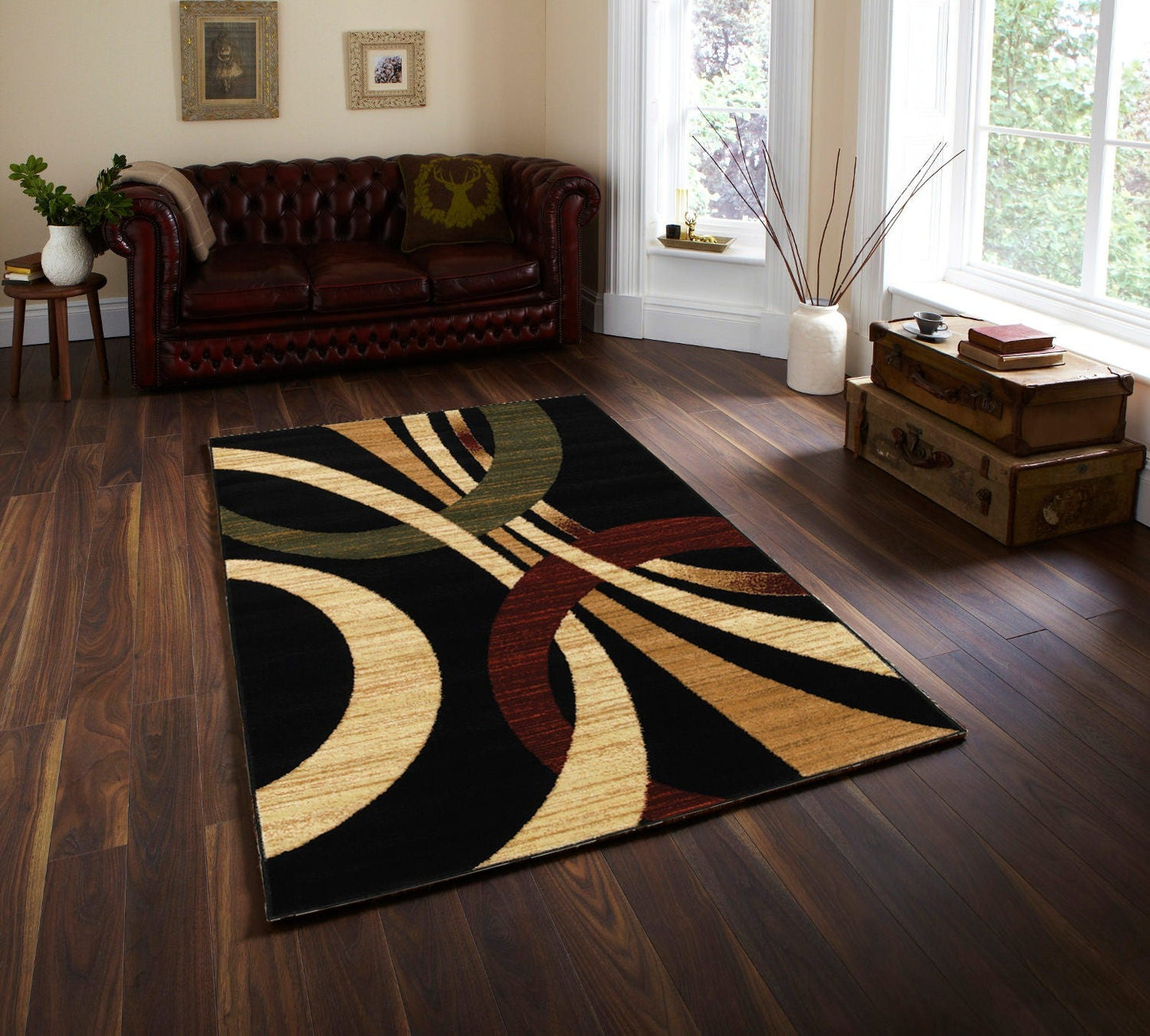 HomeRoots 8' x 10' Black Abstract Geometric Area Rug