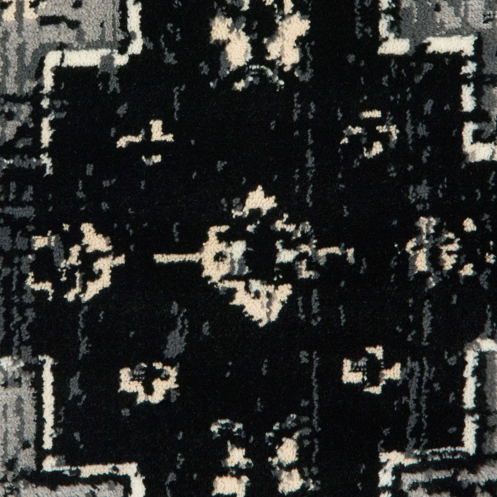 HomeRoots 8' x 10' Black Medallion Oriental Area Rug