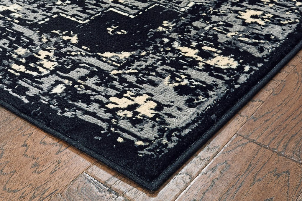HomeRoots 8' x 10' Black Medallion Oriental Area Rug