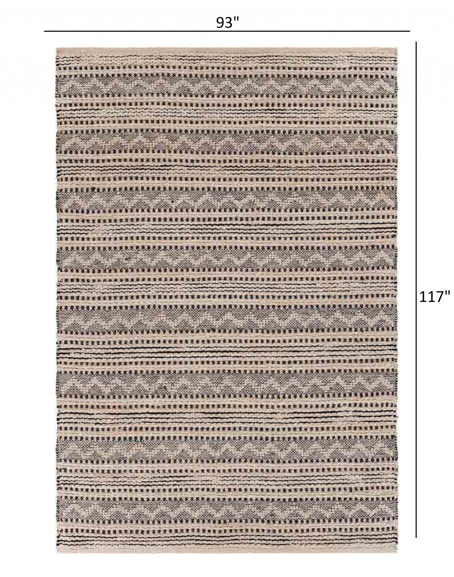 HomeRoots 8' x 10' Black and Blush Chevron Stripe Area Rug