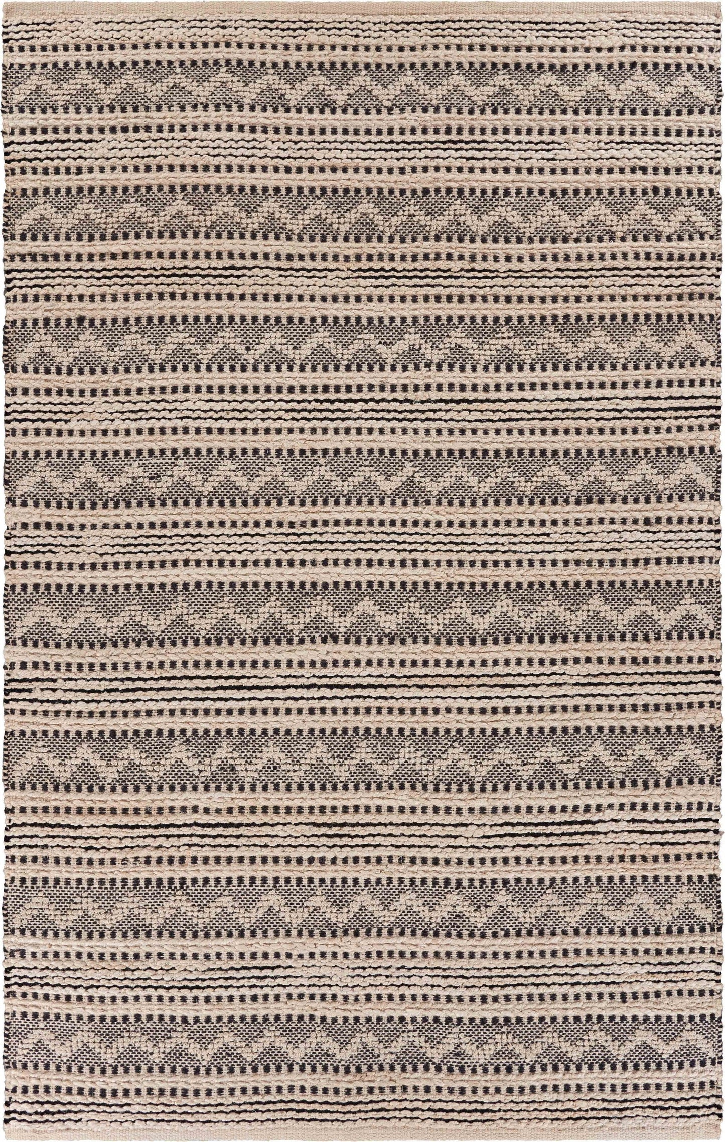 HomeRoots 8' x 10' Black and Blush Chevron Stripe Area Rug