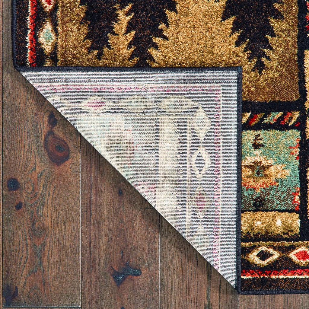 HomeRoots 8' x 10' Black and Brown Nature Lodge Area Rug