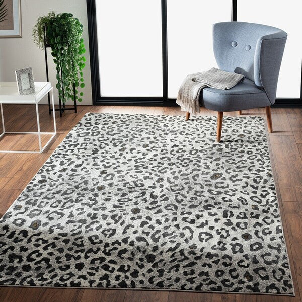 HomeRoots 8' x 10' Black and Gray Animal Print Area Rug