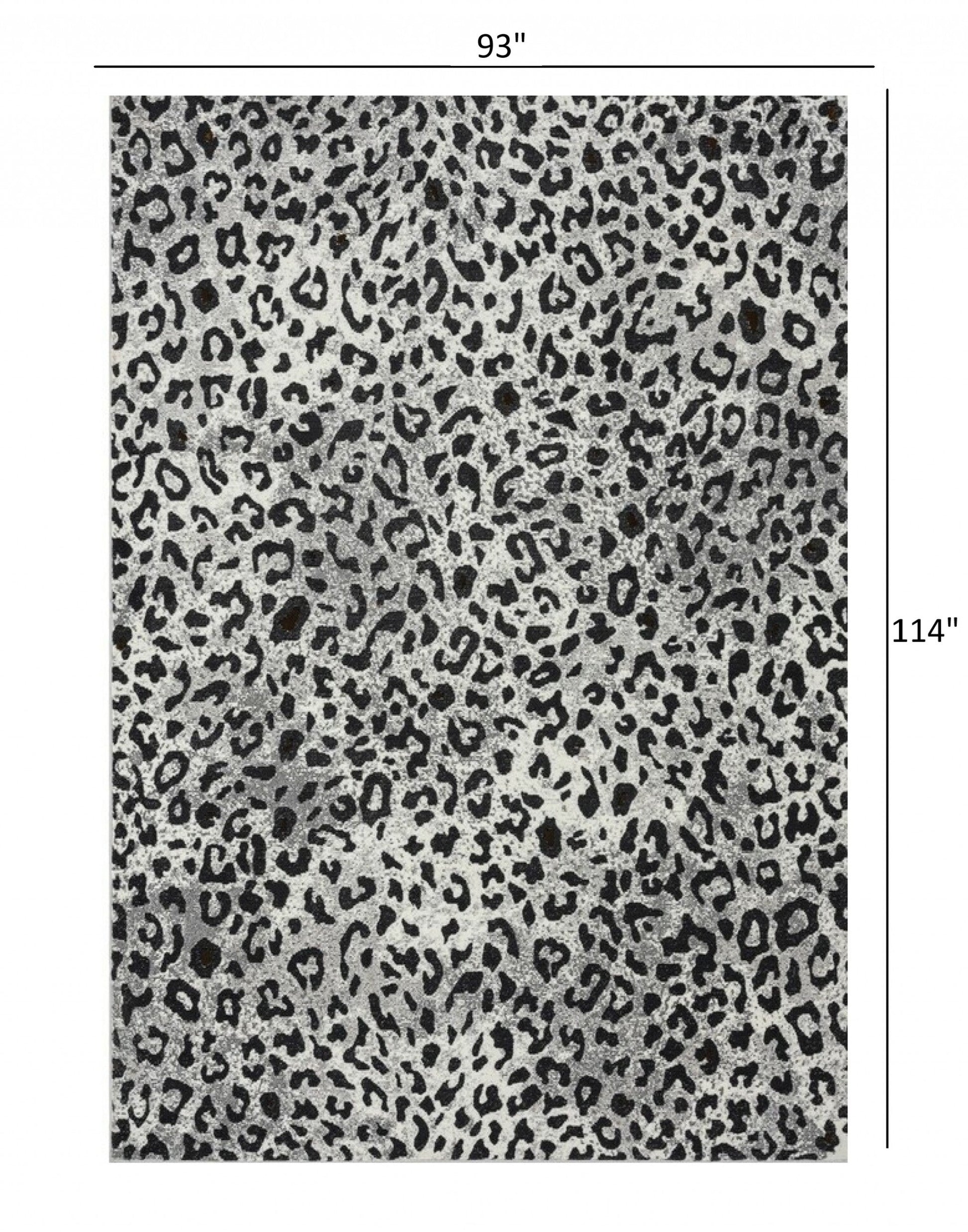 HomeRoots 8' x 10' Black and Gray Animal Print Area Rug