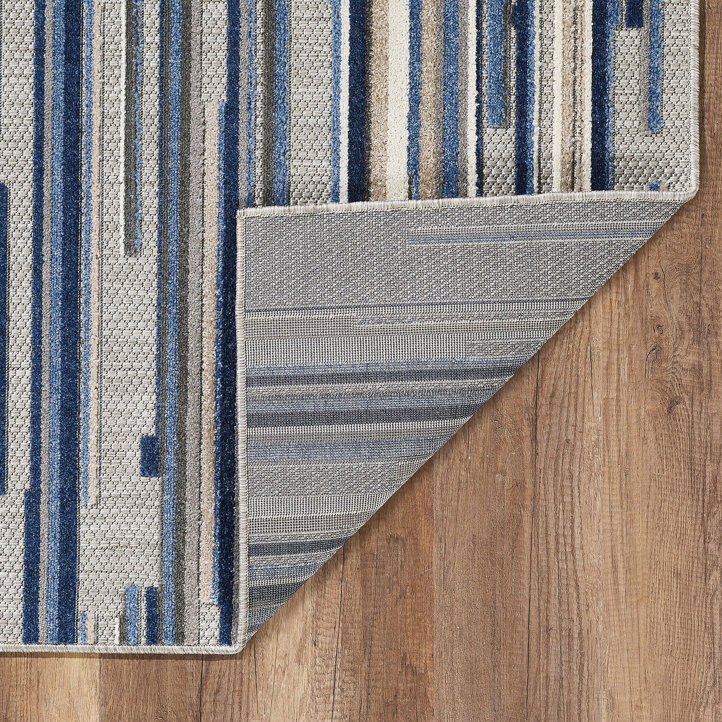 HomeRoots 8' x 10' Blue Abstract Striped Indoor Outdoor Area Rug