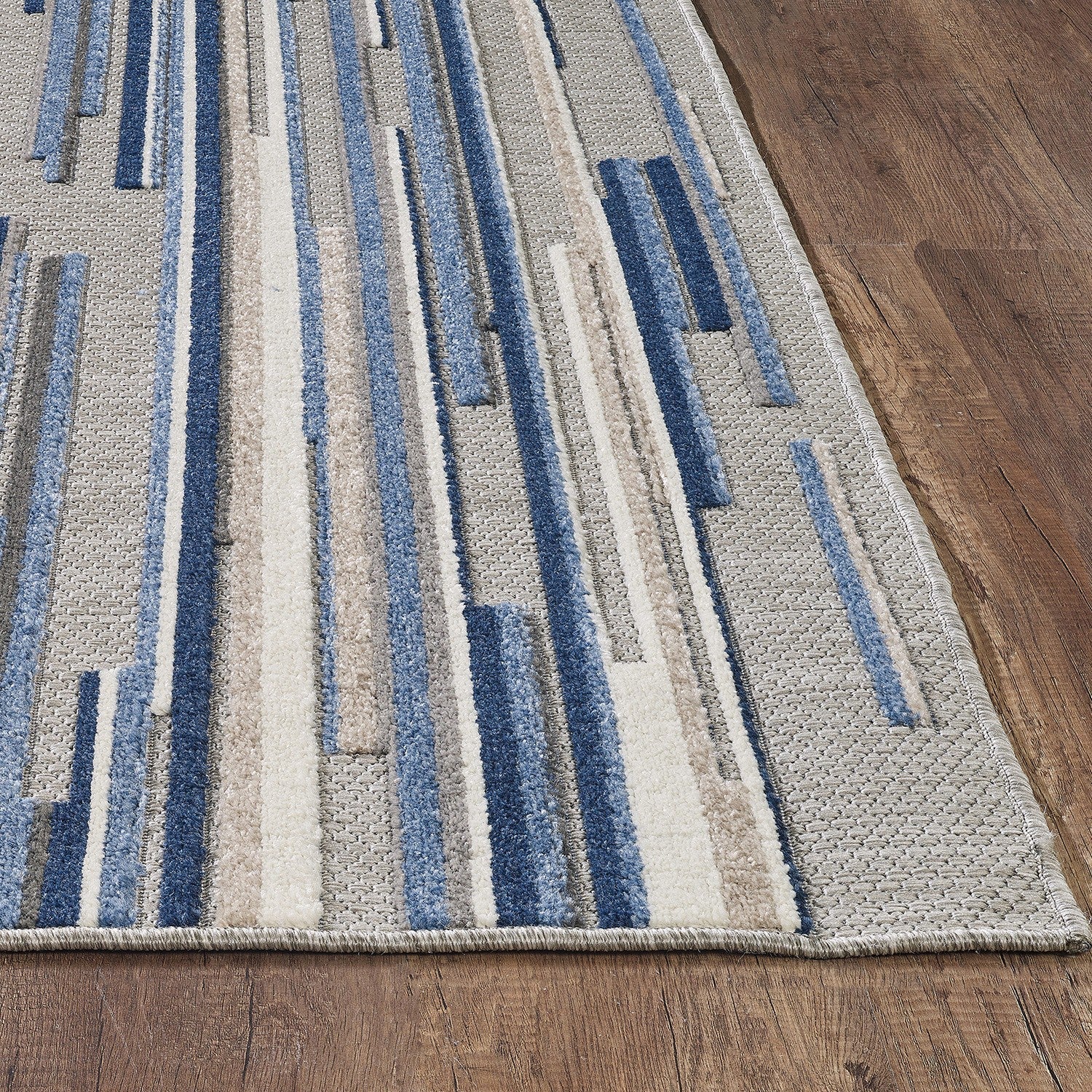 HomeRoots 8' x 10' Blue Abstract Striped Indoor Outdoor Area Rug