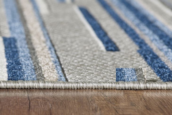 HomeRoots 8' x 10' Blue Abstract Striped Indoor Outdoor Area Rug