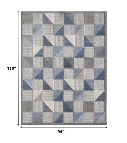 HomeRoots 8' x 10' Blue Gray Triangle Indoor Outdoor Area Rug