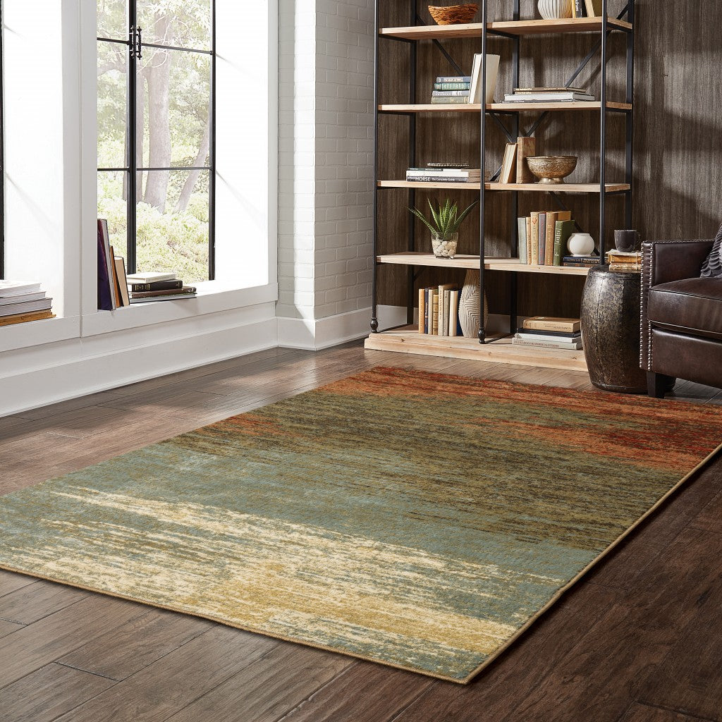 HomeRoots 8' x 10' Blue and Brown Distressed Area Rug