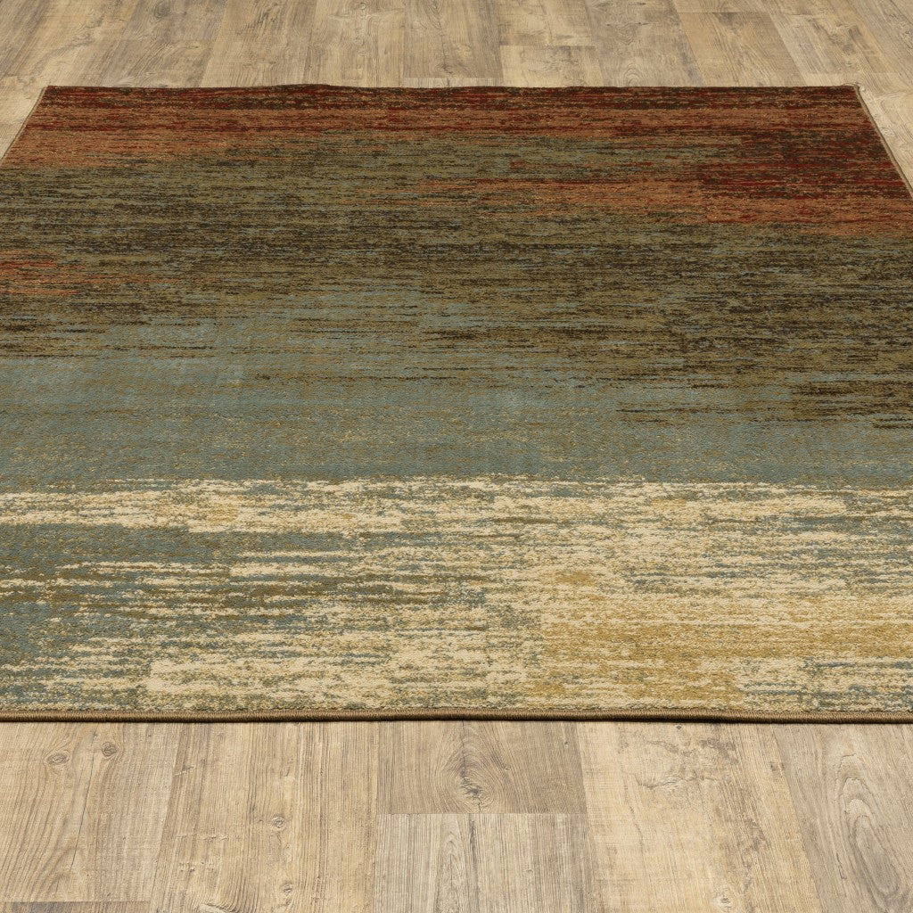 HomeRoots 8' x 10' Blue and Brown Distressed Area Rug