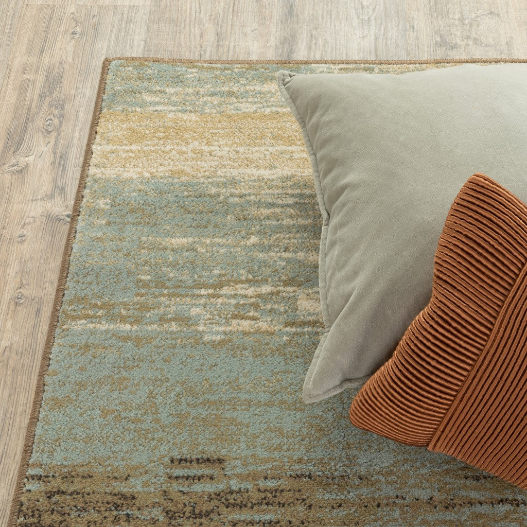 HomeRoots 8' x 10' Blue and Brown Distressed Area Rug