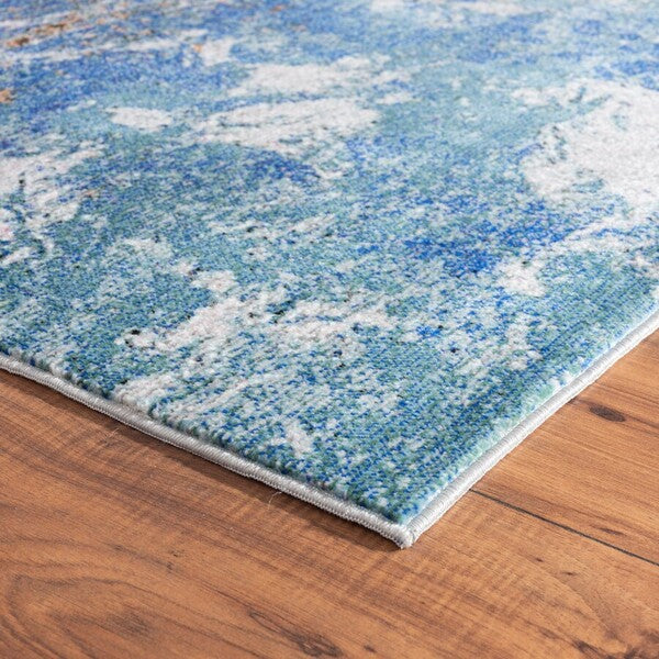 HomeRoots 8' x 10' Blue and Gray Abstract Earth Area Rug