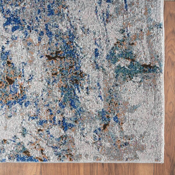 HomeRoots 8' x 10' Blue and Gray Abstract Earth Area Rug