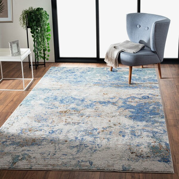 HomeRoots 8' x 10' Blue and Gray Abstract Earth Area Rug