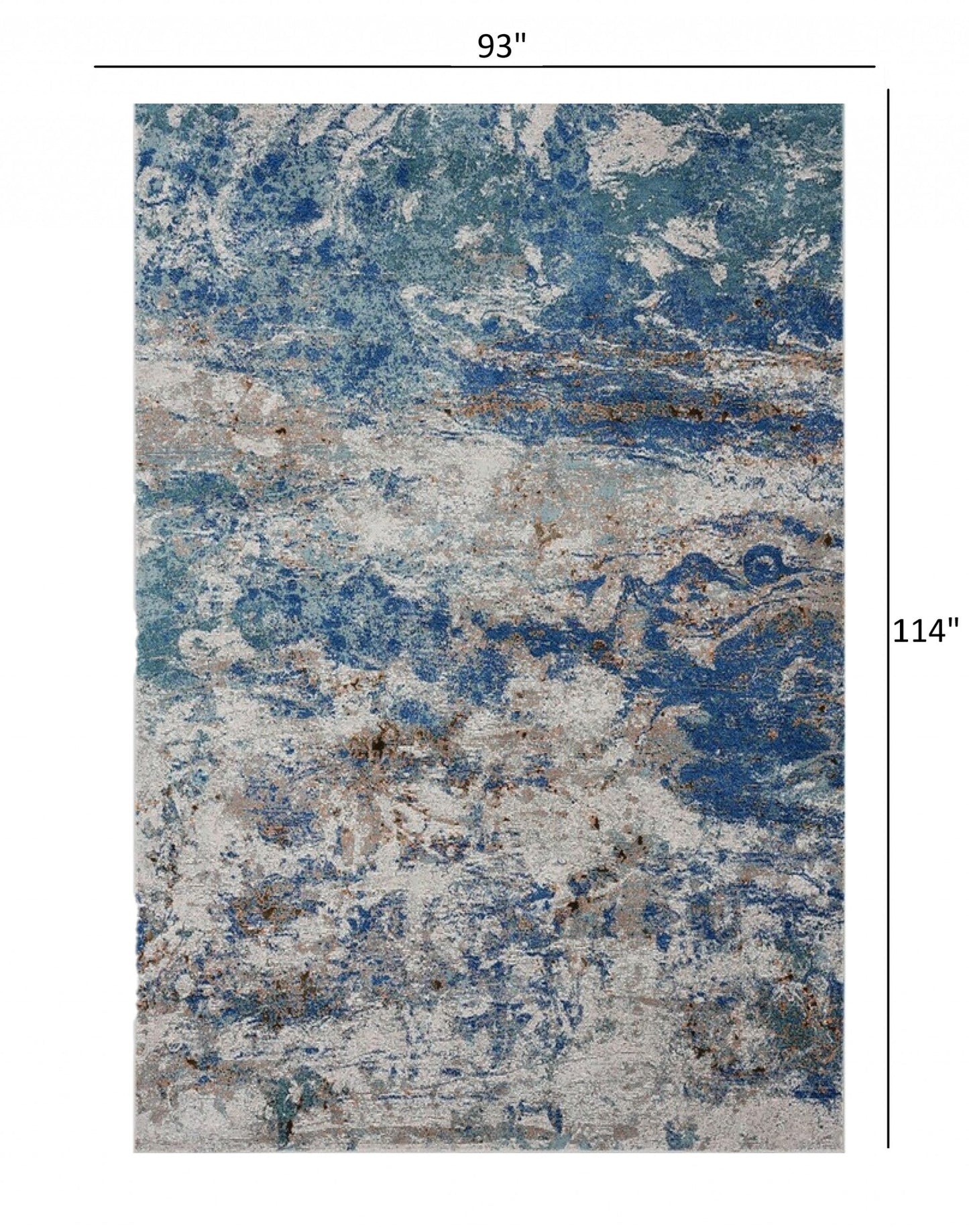 HomeRoots 8' x 10' Blue and Gray Abstract Earth Area Rug