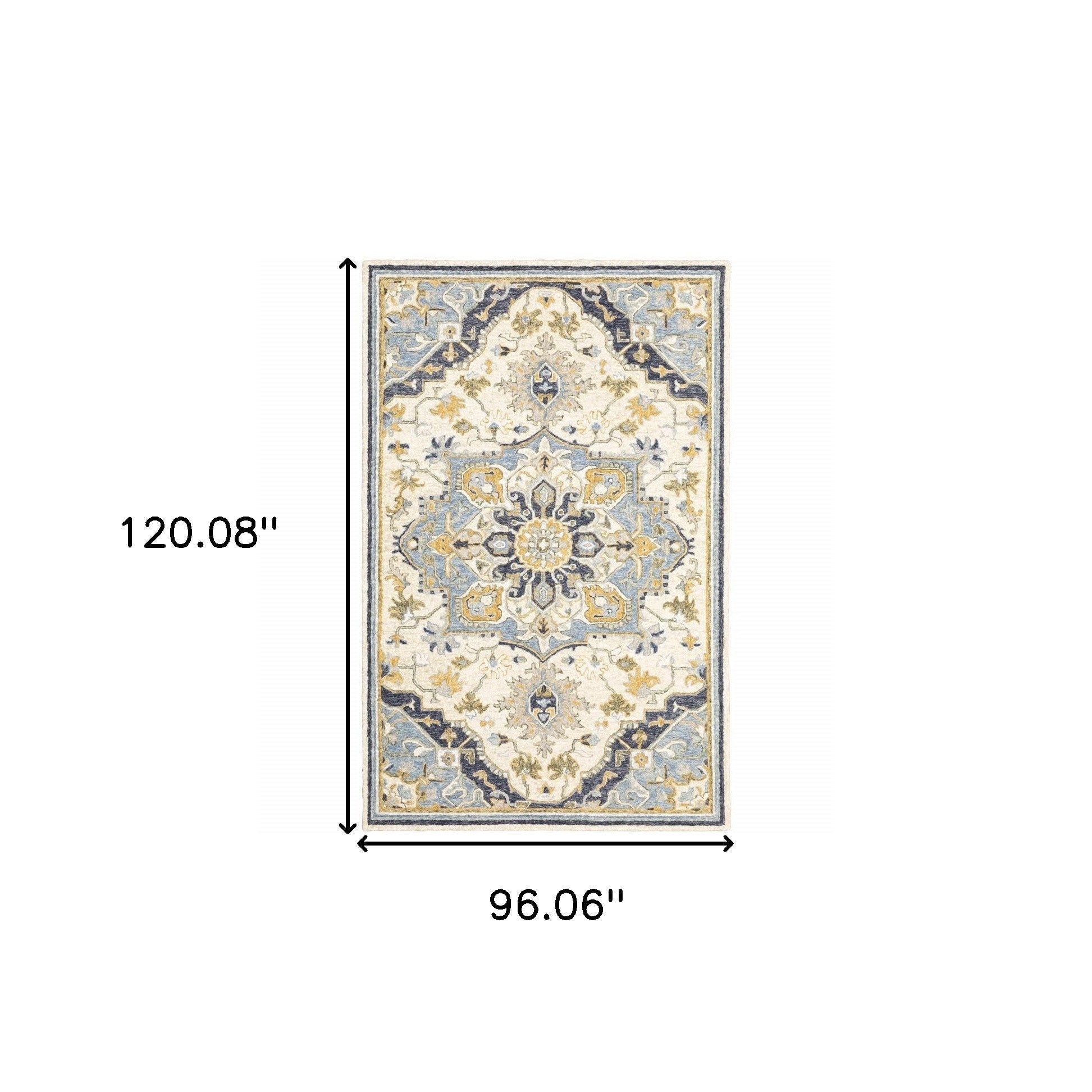 HomeRoots 8' x 10' Blue and Ivory Bohemian Rug