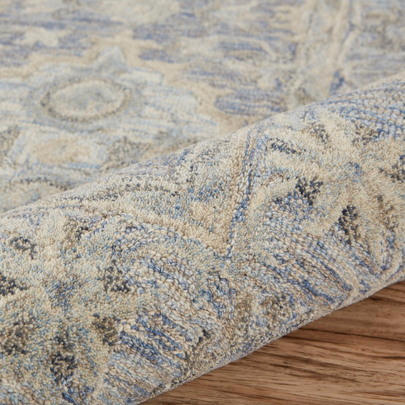 HomeRoots 8' x 10' Blue and Tan Traditional Area Rug