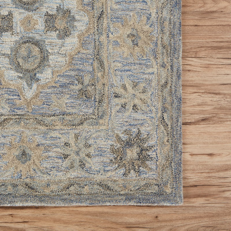 HomeRoots 8' x 10' Blue and Tan Traditional Area Rug