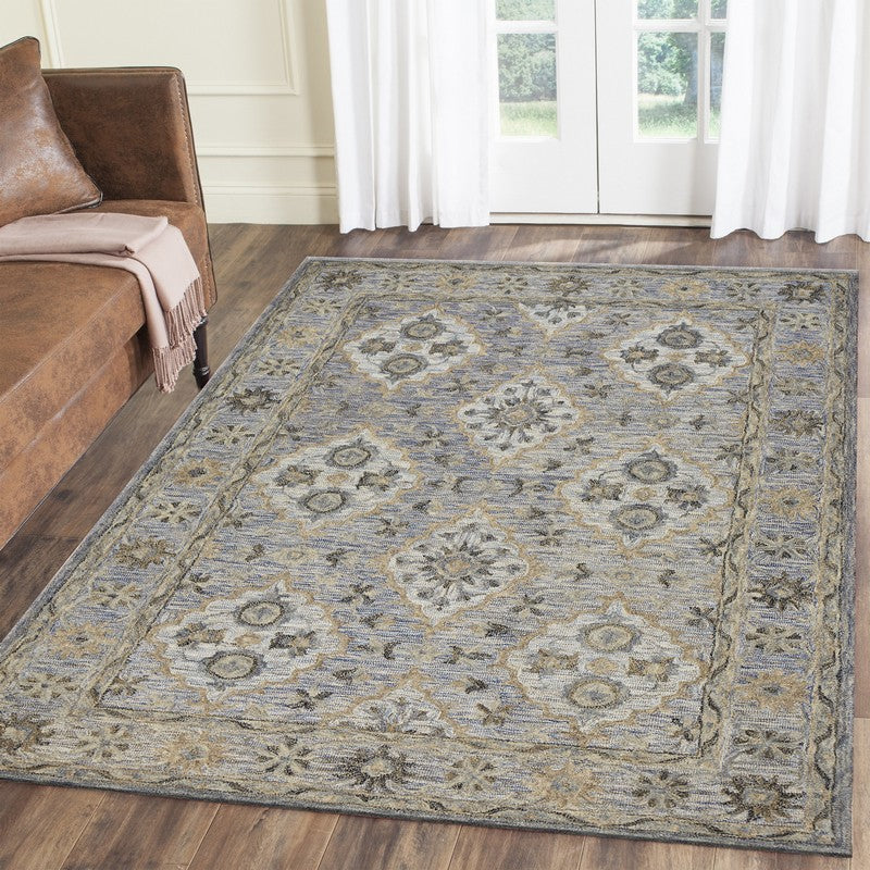 HomeRoots 8' x 10' Blue and Tan Traditional Area Rug