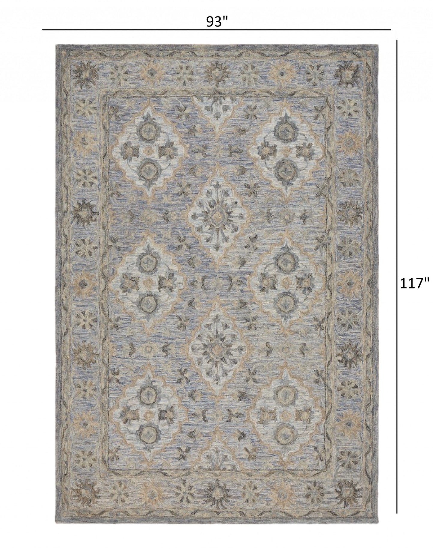 HomeRoots 8' x 10' Blue and Tan Traditional Area Rug