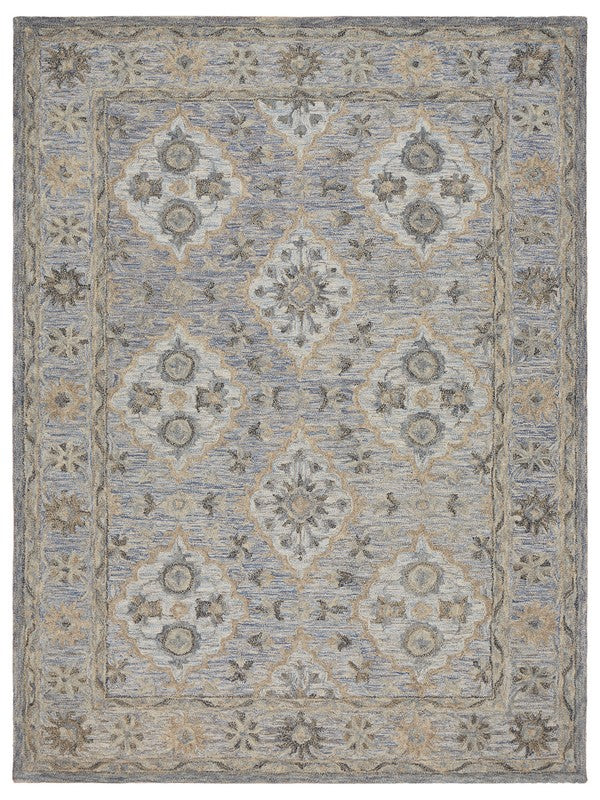 HomeRoots 8' x 10' Blue and Tan Traditional Area Rug