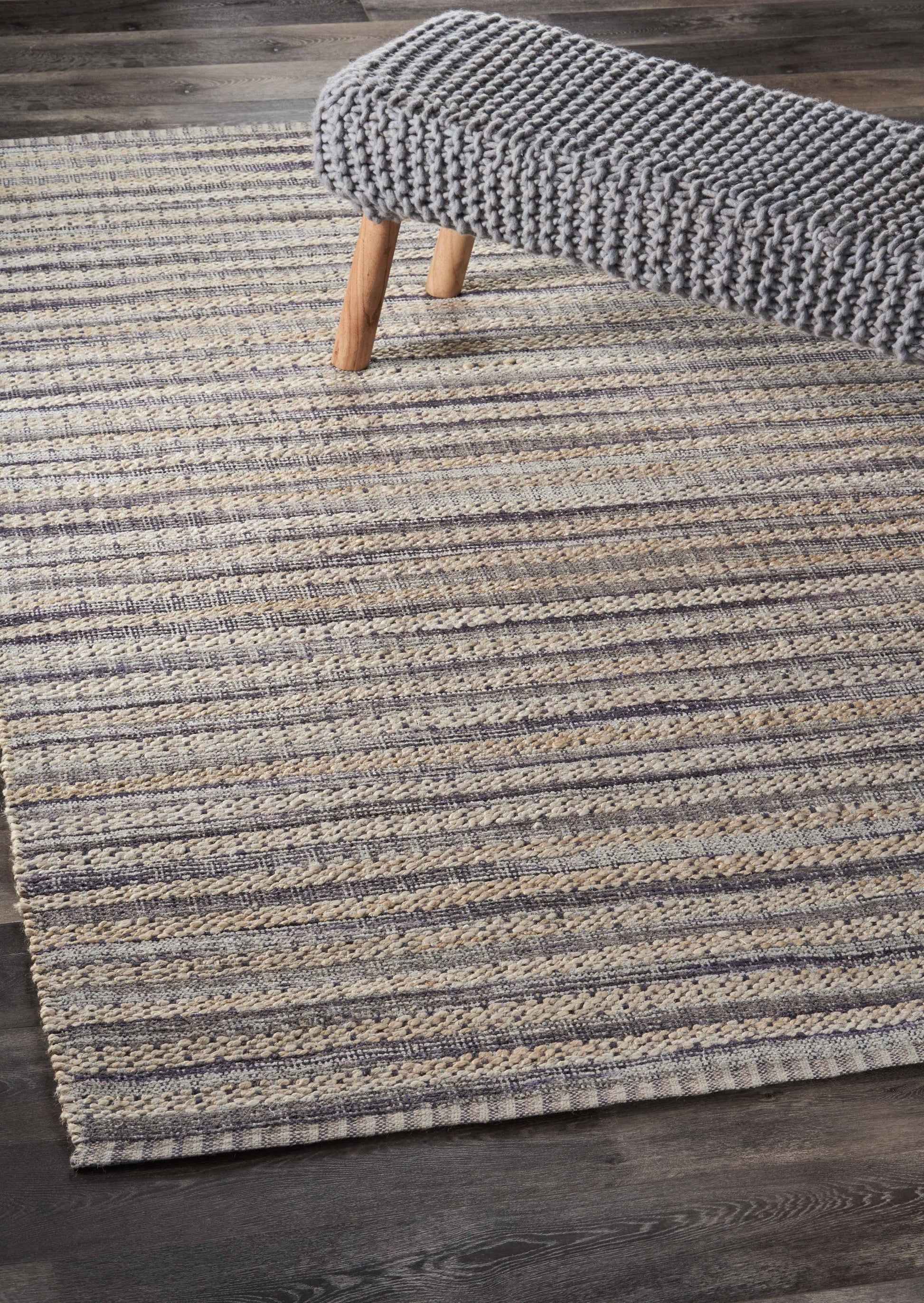 HomeRoots 8' x 10' Brown and Gray Striped Area Rug