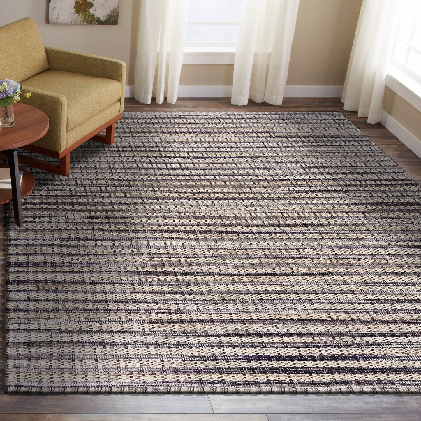 HomeRoots 8' x 10' Brown and Gray Striped Area Rug