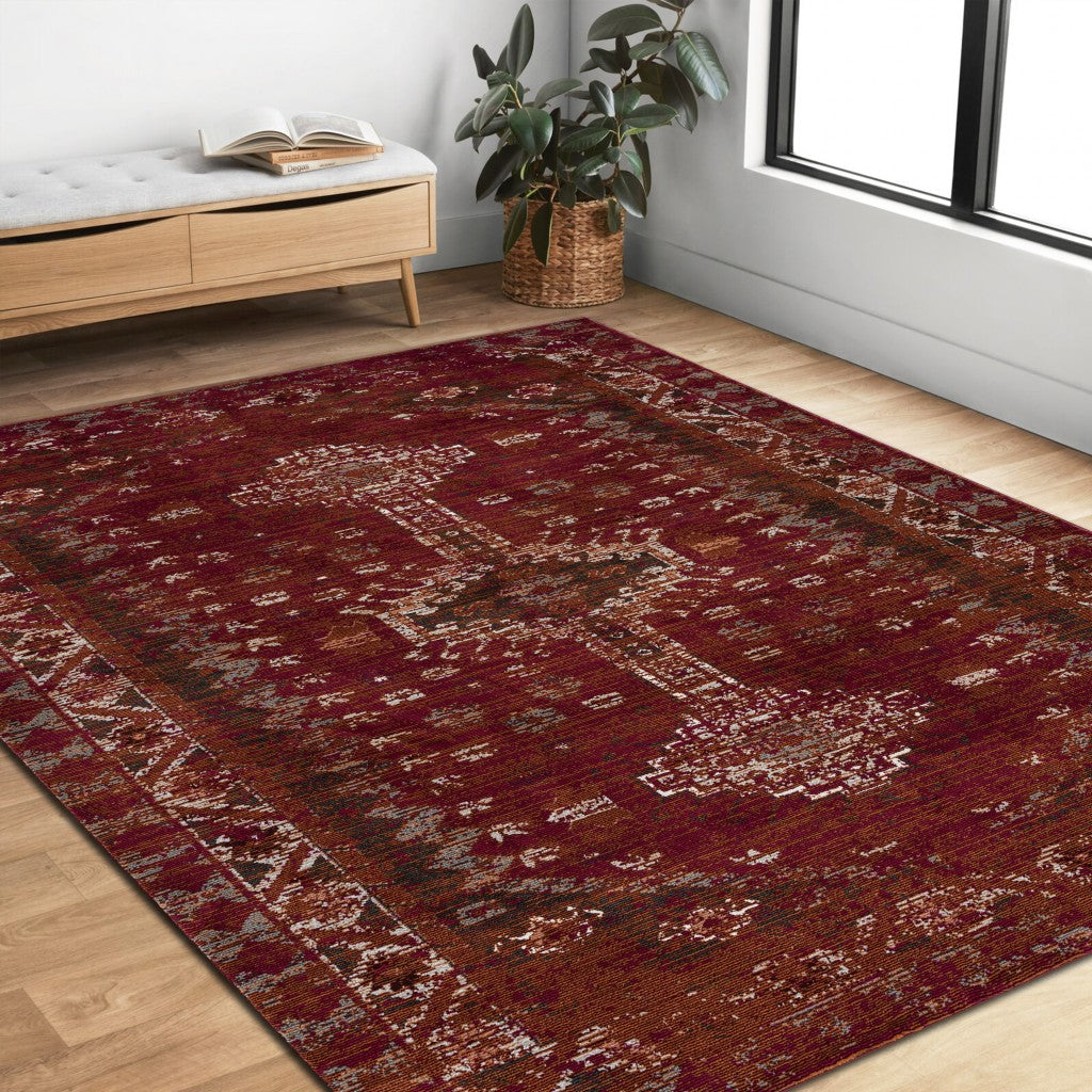 HomeRoots 8' x 10' Deep Red Traditional Area Rug