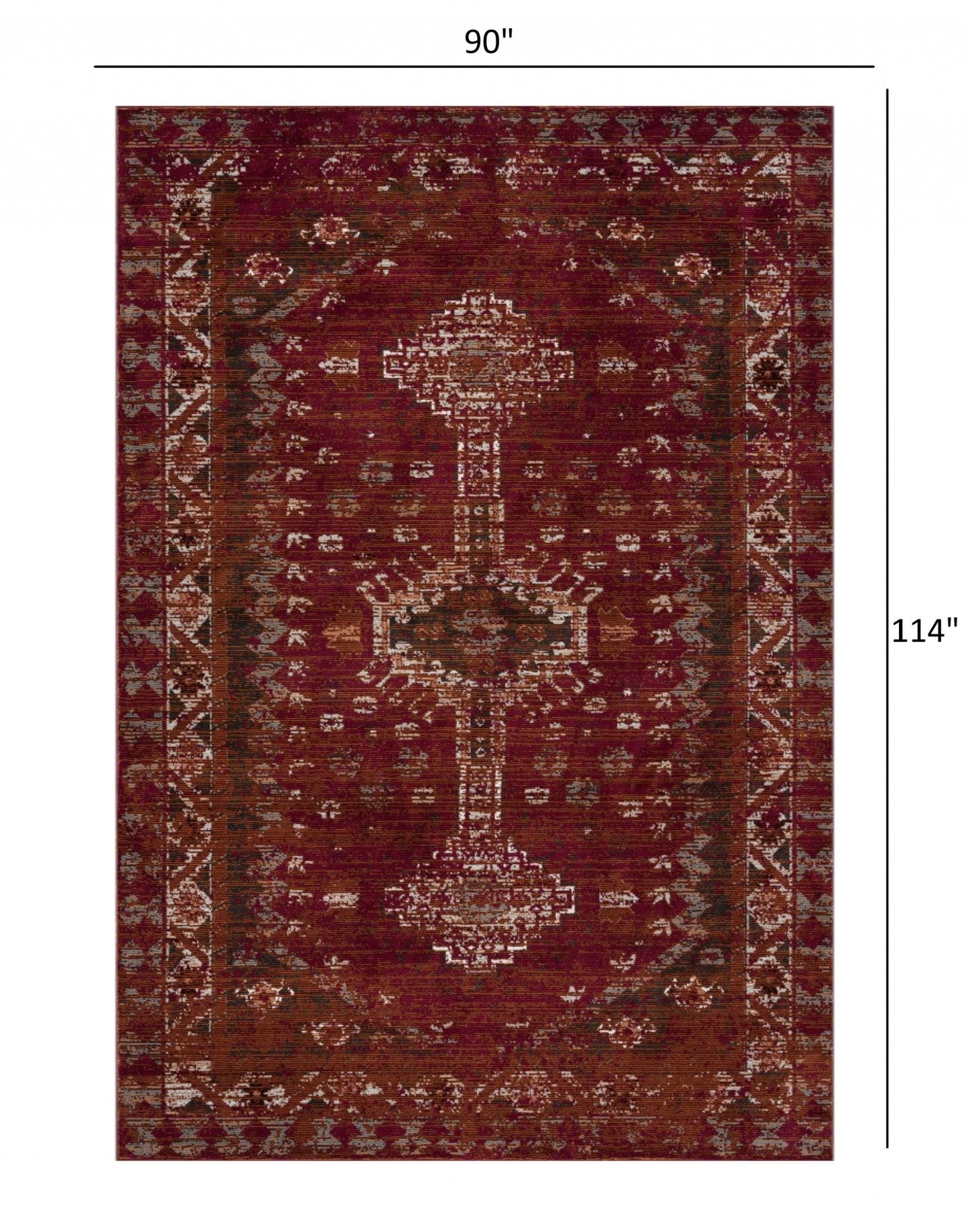 HomeRoots 8' x 10' Deep Red Traditional Area Rug