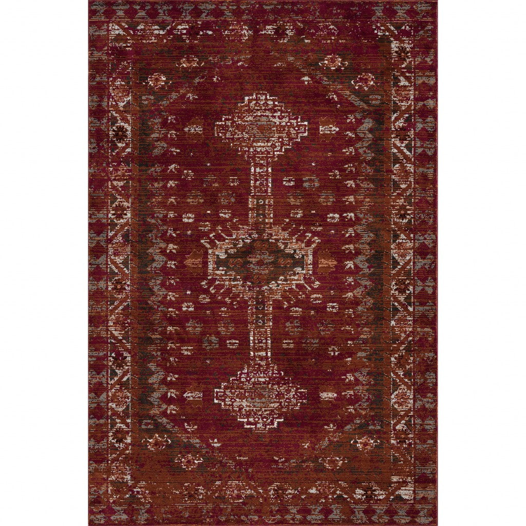 HomeRoots 8' x 10' Deep Red Traditional Area Rug