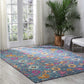 HomeRoots 8’ x 10’ Denim Blue Florals Distressed Area Rug