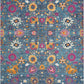 HomeRoots 8’ x 10’ Denim Blue Florals Distressed Area Rug