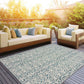 HomeRoots 8’ x 10’ Geometric Indoor Outdoor Area Rug in Blue Finiah