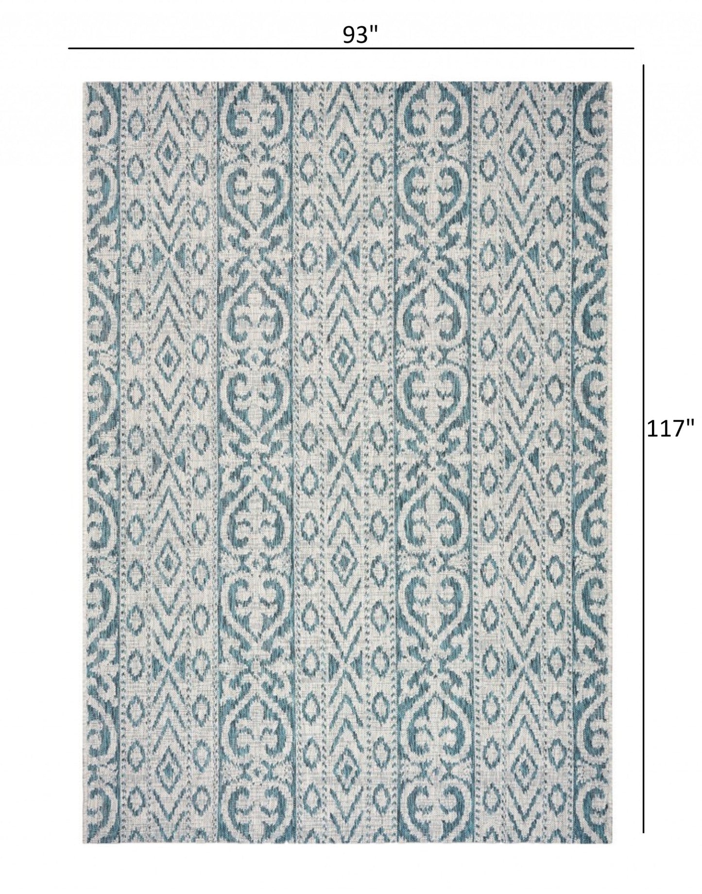 HomeRoots 8’ x 10’ Geometric Indoor Outdoor Area Rug in Blue Finiah