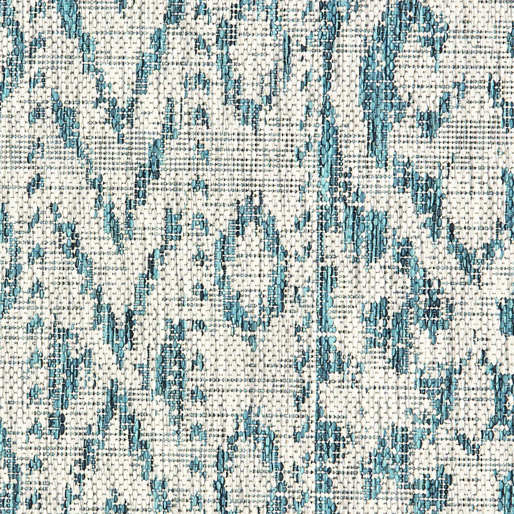 HomeRoots 8’ x 10’ Geometric Indoor Outdoor Area Rug in Blue Finiah