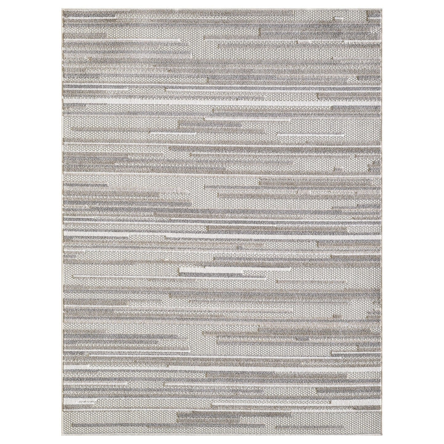 HomeRoots 8' x 10' Gray Abstract Striped Indoor Outdoor Area Rug