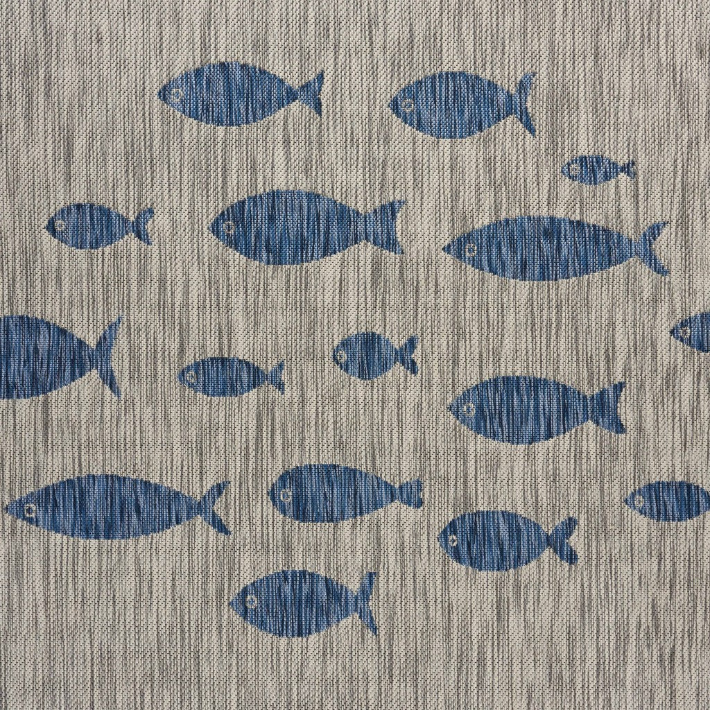 HomeRoots 8’ x 10’ Gray Coastal Indoor Outdoor Area Rug