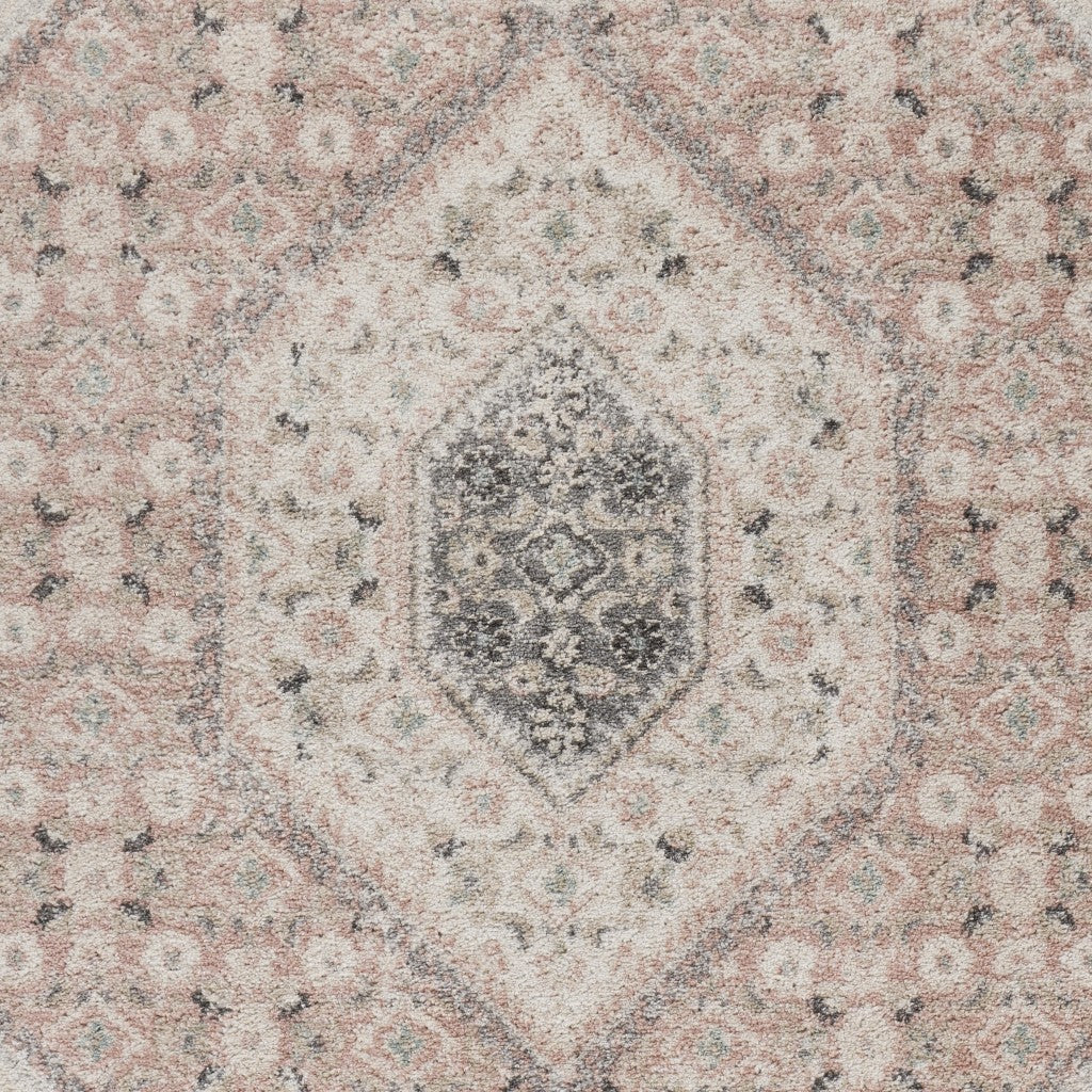 HomeRoots 8' x 10' Gray and Soft Pink Traditional Area Rug