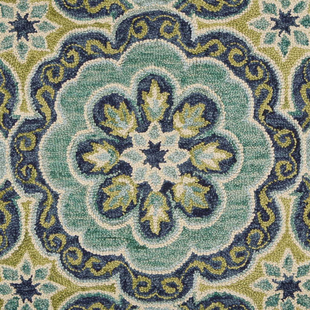 HomeRoots 8' x 10' Green Floral Artwork Area Rug