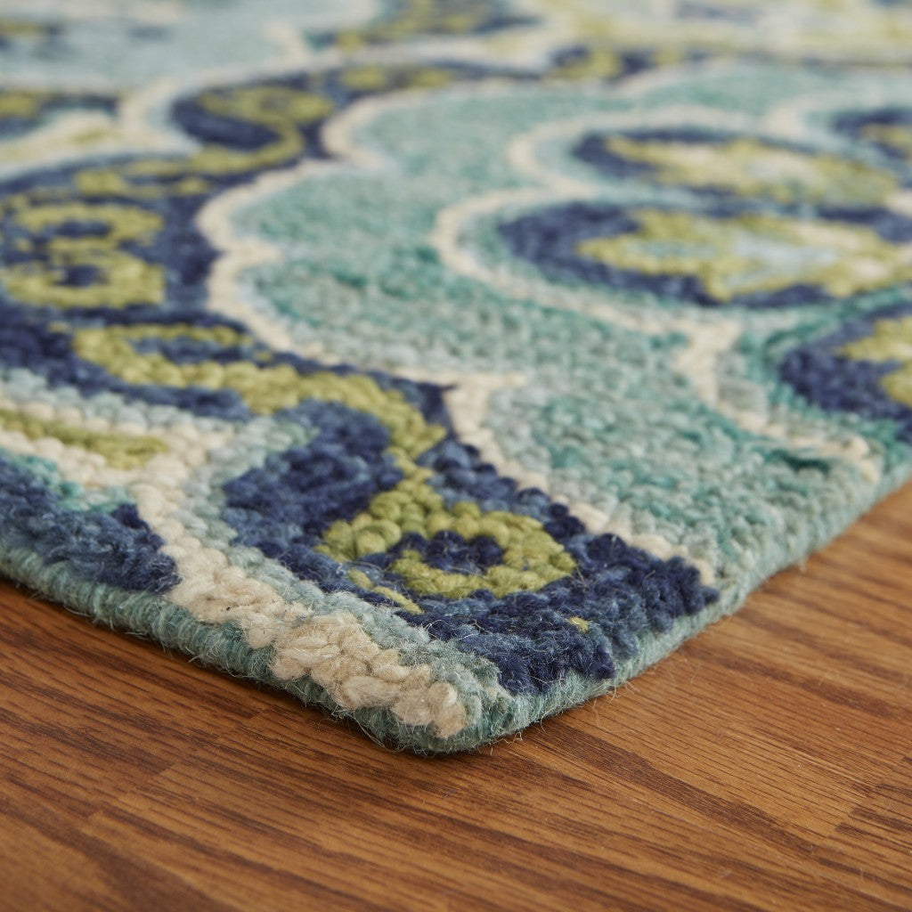 HomeRoots 8' x 10' Green Floral Artwork Area Rug