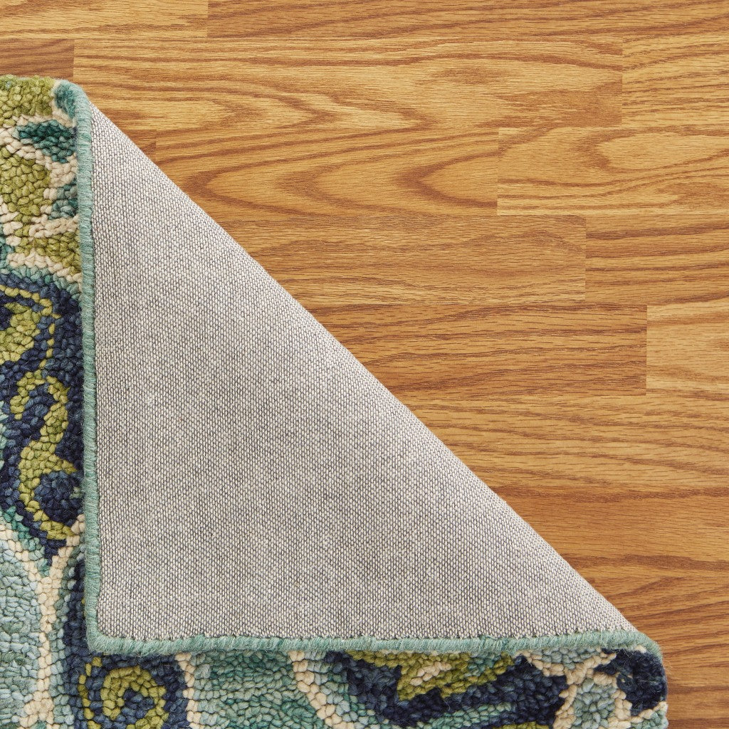 HomeRoots 8' x 10' Green Floral Artwork Area Rug