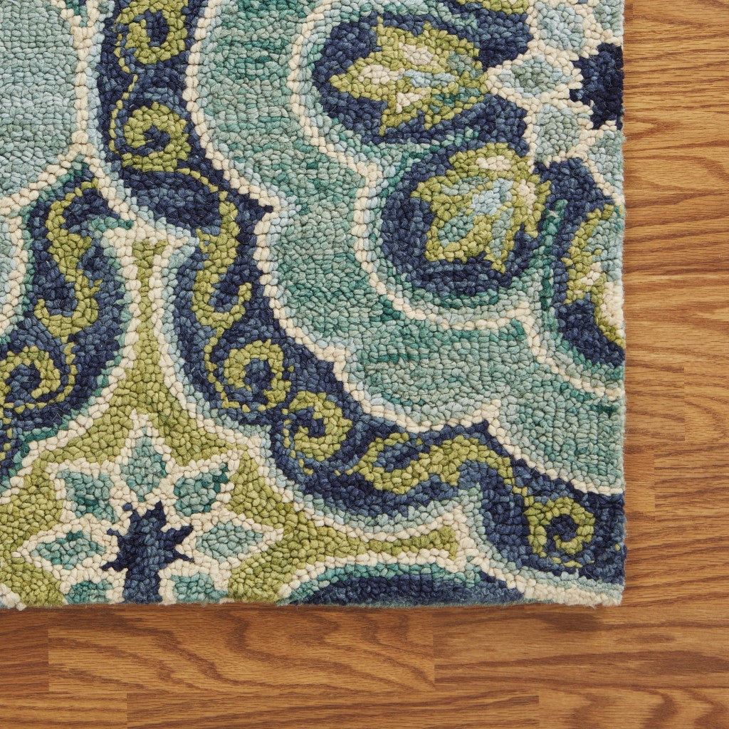 HomeRoots 8' x 10' Green Floral Artwork Area Rug