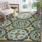 HomeRoots 8' x 10' Green Floral Artwork Area Rug