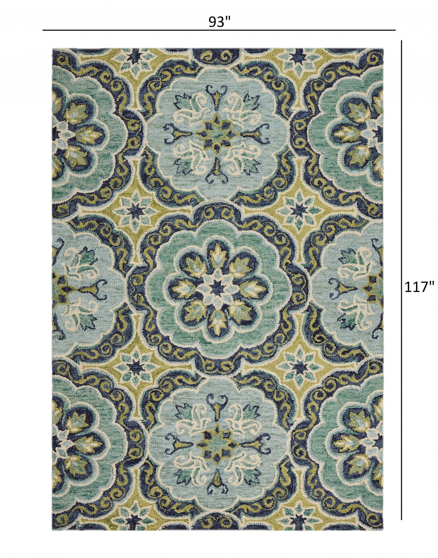 HomeRoots 8' x 10' Green Floral Artwork Area Rug