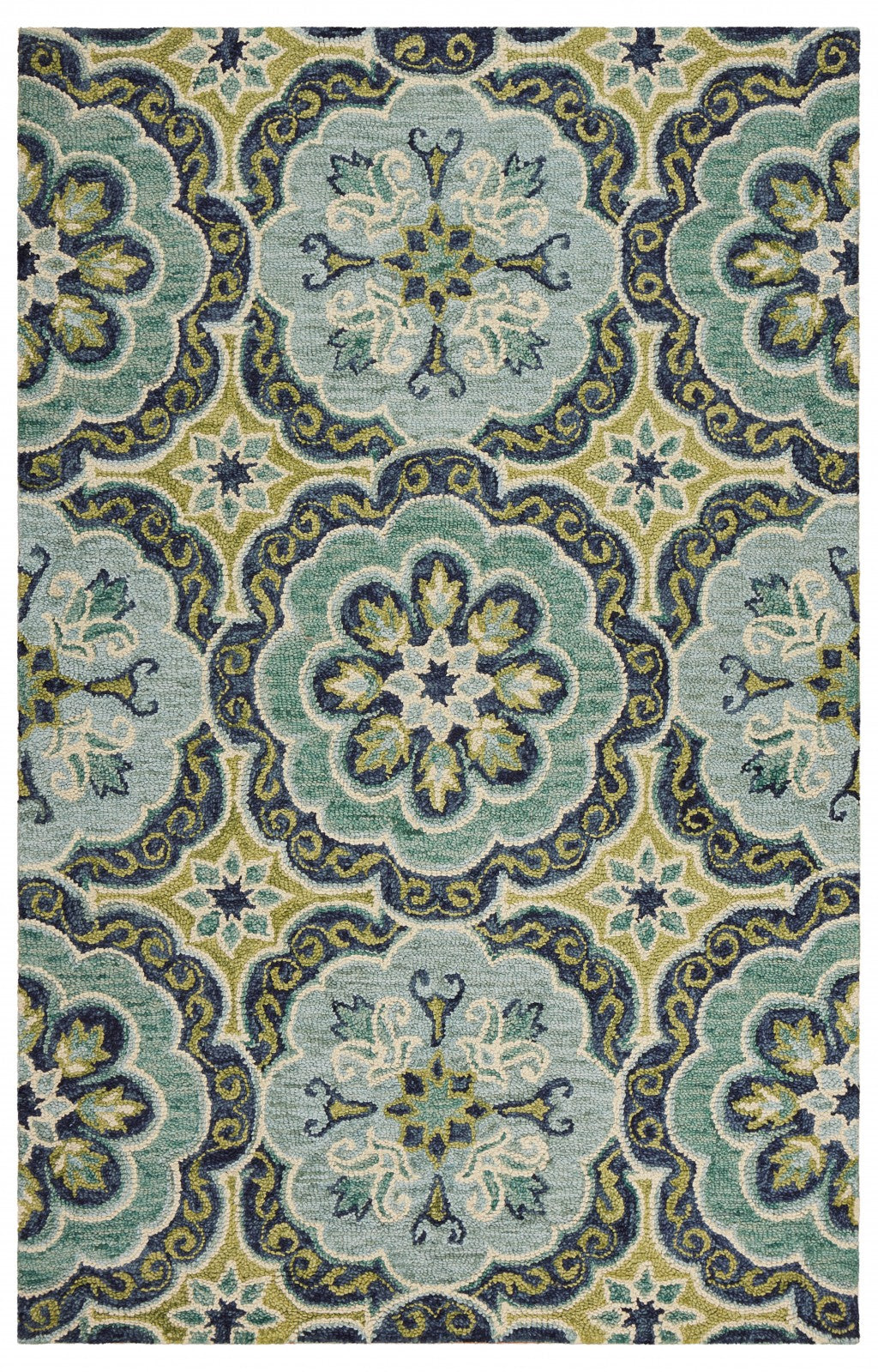 HomeRoots 8' x 10' Green Floral Artwork Area Rug
