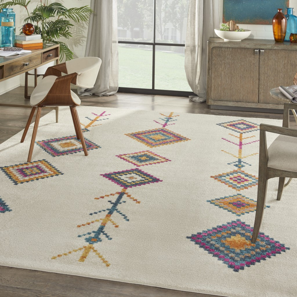 HomeRoots 8' x 10' Ivory Boho Jewels Geometric Area Rug