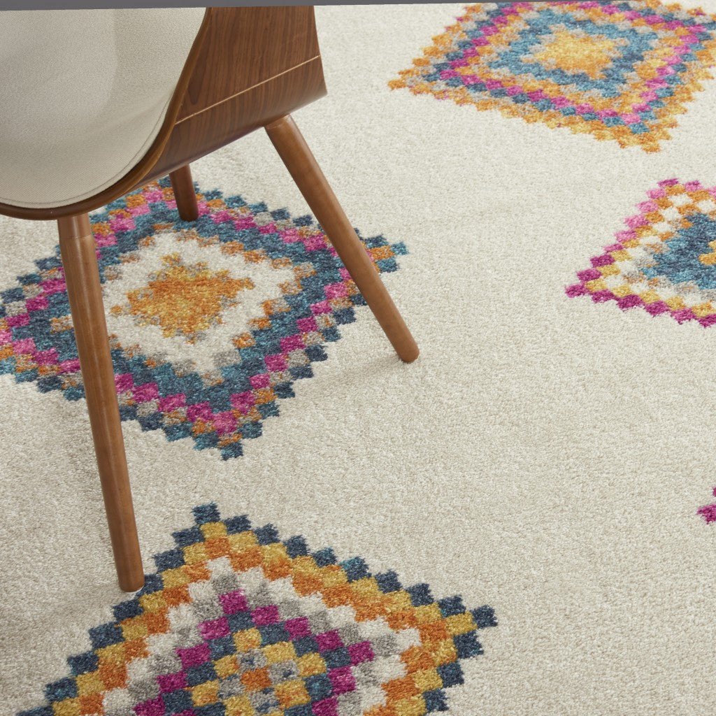 HomeRoots 8' x 10' Ivory Boho Jewels Geometric Area Rug