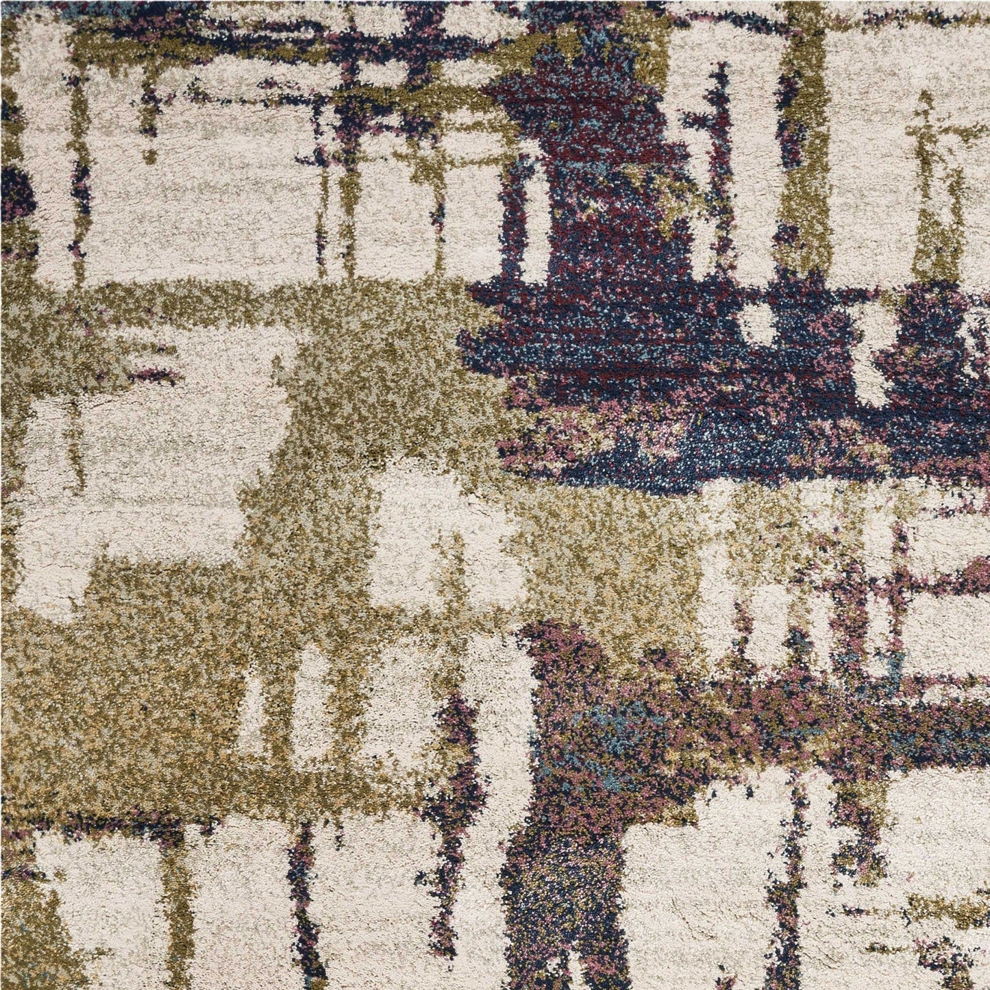 HomeRoots 8' x 10' Ivory Machine Woven Abstract Brushstrokes Indoor Area Rug