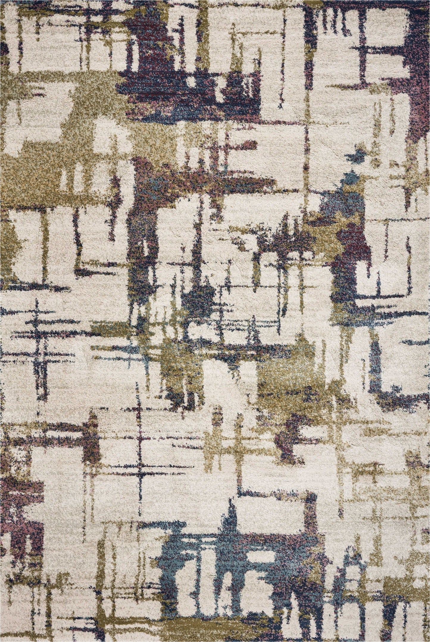 HomeRoots 8' x 10' Ivory Machine Woven Abstract Brushstrokes Indoor Area Rug